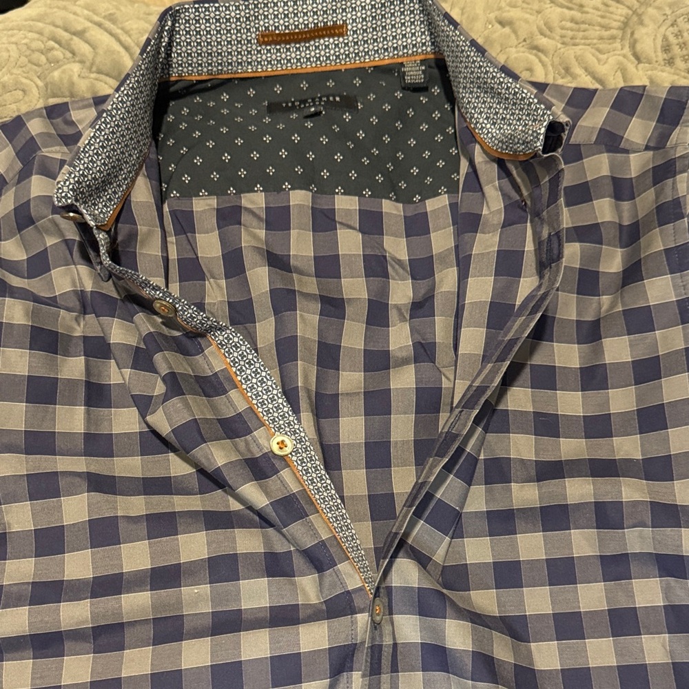 Ted Baker London Navy Checkered Button Down Shirt - Picture 11 of 11